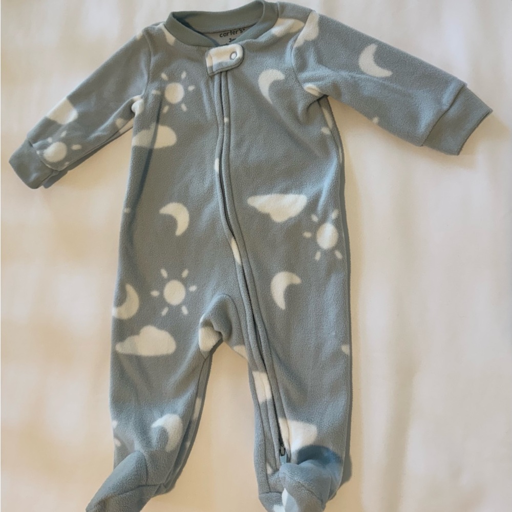 Carter's Fleece Blue and White Kids Footie Pajama